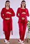 Comfortable Cut, Breastfeeding-Friendly Maternity Pajama Set with Dressing Gown Effortt - Cherry