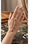 Star Breeze: Gold Color Stone Detailed Star Figured Shahmeran Bracelet - 2