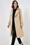 Women's Double Breasted Collar Belted Beige Trench Coat - 3