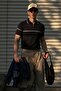 Men's Striped Zippered Black Polo Neck T-Shirt