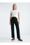 Wide-Leg Regular Knitted Trousers with Denim Stripes on the Sides