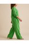 Women's 100% Linen Buckle Detailed Pants Set - 4