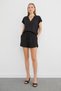 Women's Crepe Fabric V-Neck T-Shirt Pocketed Elastic Shorts Set 958 - 2
