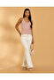 Women Pink Ribbed Lace Strappy Vest - 5