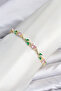 Brass Gold Color Pink Zircon Stone Flower Model Women's Bracelet - 2