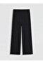 Black Textured Women's Trousers with Elastic Waist
