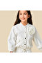 Round Neck Long Sleeves Jacket and Pants Set with Lace Detail - 5