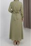 Women's shirt dress long sleeve khaki - 3