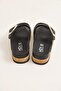 Cross-Strap Buckle High Sole Slippers Sandals Black - 3