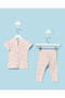 Infant Girls White And Pink Printed 3 Piece Set - 7