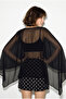 Women's Black Boat Neck Bat Sleeve Transparent Chiffon Blouse Db261015 60286363 - 6
