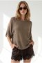 Women's Mink Sleeve Low-Cut Mercerized Knitwear Blouse Blz-19003403 - 4