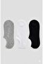 3-Piece Premium Invisible Seamless Short Booties Socks - Gray-Sihay-White - 3