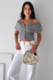 Women's Gingham Patterned Madonna Collar Crop Blouse with Ruffle Detail and Buttons - 3