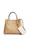Women's Th Monogram Logo Beige Shoulder Bag with Removable Mini Strap and Wallet