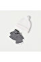 Solid Beanie Cap with Striped Gloves Set