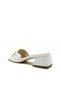 White Color Patent Leather Thick Heel Stone Detailed Women's Slippers - 2