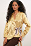 Women's Double-Breasted Satin Shirt 1510 - Golden Yellow - 4