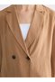 Vizyon New Season Beige Double-Breasted Collar Striped Women's Blazer Jacket - 3