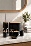 4530 8-Piece Acrylic Bathroom Set - Trash Can with Bamboo Lid, Soap Dispenser, Toothbrush Holder, and Toilet Brush in Black