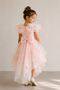 My Little Girl's Organza Flounce Collar Tail Dress for Girls - Dusty Rose - 5