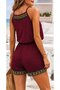 Women's Rope Strap Ethnic Pattern Detailed Short Viscose Blouse and Shorts Two-Piece Set - 2
