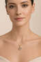 Gold Women's Necklace with Zircon Stone Tree of Life Figure - 5