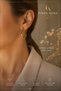 Funda Ayhan Black Stone Detailed Gold Color Geometric Women's Earrings – Modern and Elegant Design