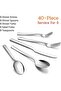 E-far 40-Piece Silverware Set, Stainless Steel Flatware Set Service for 8, Modern Tableware Cutlery Set - 2