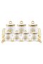 Gold Detailed Tree of Life Patterned Porcelain 7-Piece Spice Rack Set with Stand - 3