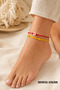 Hearted Yellow Red String Fan Bracelet Adjustable Unisex Macrame - 4