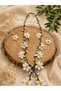 Authentic Daisy Detailed Natural Stone Necklace and Earring Set - 2