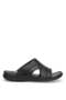 Elit 26Ysled5072C Men's Genuine Leather Flat Slippers Black - 2