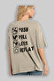 Push Pull Legs Oversize Back Printed Beige T-Shirt 100% Cotton Streetwear Premium Comfortable Fit - 3