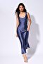 V-Neck Satin Sleeveless Maxi Indigo Midi Dress I0770Ax26Sm - 2