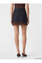 Indigo Dar Fit Lace Detailed Mini Jean Skirt - 4
