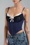 Women's Blouse Corset with Brooch Detail on the Front and Agrafl Design on the Front - 8