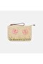 Women's Beige Butterfly Detailed Straw Clutch Bag