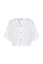 White Contrast Detailed Linen Top - 6