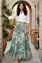 Empirme Patterned Chiffon Skirt A228 Mint Green