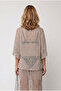 Women's Stone Metallic Textured Openwork Knitwear Blouse Blz-19003394 - 5