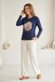 Women's Plus Size Lycra Crew Neck Floral Printed Long Sleeve Mom T-Shirt Combed Cotton Blouse - 4
