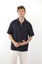 Linen Look 100% Cotton Comfortable Fit Drop Shoulder Zipper Closure Men's Polo Collar T-Shirt - 5