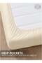 1-Piece Microfiber Fitted Sheet Striped, Color Beige, Design Soft Fabric Deep Pocket Elastic Edge - 3