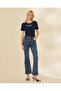 Women Navy Graphic Ribbed T-Shirt - 5