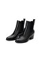 Women Leather Slip On Boots, Black - 2