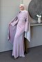 Orkide Shoulder Floral Evening Dress Powder
