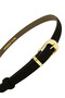 Thin Black Suede Women's Belt with Gold Buckle, Curved Body and Stylish Elegant Design, Belt for Pants, Jeans, Dress, Jacket and Shirt. - 3