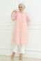 Women's Premium Extra Long Daily Powder Polo Collar Hijab Shirt Dress - 3