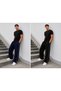 Harajuku Streetwear 2-Piece Side Stripe Men's Loose Fit Adjustable Wide Leg Sweatpants - 2
